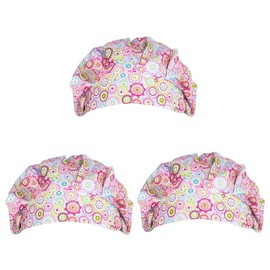 FRCOLOR 3pcs Printed Adjustable Nurse Cap Fashionable Cotton Operating Room Hat for Doctors Healthcare Professionals Attractive Versatile for Beauty Spa Chemo Cleaning Use