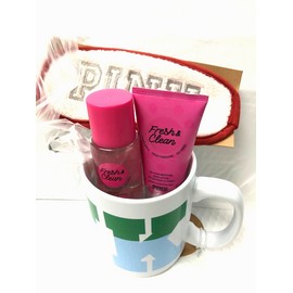 Victoria's Secret PInk Mug Gift Set Fresh And Clean Spray & Lotion &Eye Mask NWT