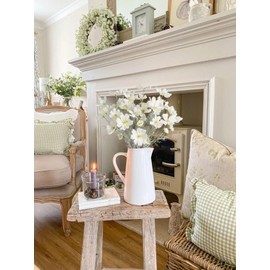 Fqueelvys 6PCS Cosmos Silk Flowers 24''Fake Wild Flowers Artificial Flowers Arrangement for Wedding Party Kitchens Home Decoration(White)