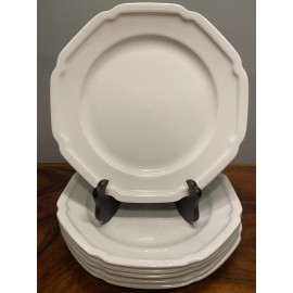 Mikasa Set of 6 NEW Mikasa ANTIQUE WHITE 8.5” SALAD LUNCH PLATES Porcelain Dinnerware