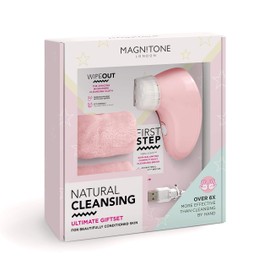 Magnitone Natural Cleansing Ultimate Gift Set with First Step Daily Cleansing Brush and 2 Wipe Out Makeup Remover Cloth Wipes