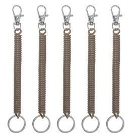 PATIKIL Retractable Coil Spring Lanyard, Keychain with Metal Carabiner Hook for Keychain Purse, brown