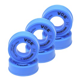 VCELINK PTFE Sealing Tape, PTFE Tape, Thread Sealing Tape, Teflon Tape, Thread Sealing Tape, PTFE Tape, 12 mm, 13 m, Blue, Pack of 6