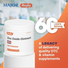 RUGBY LABORATORIES Rugby Zinc Oxide Ointment Skin Protectant - 20% - 16 Oz (1lb) (454 g) (4 Pack)