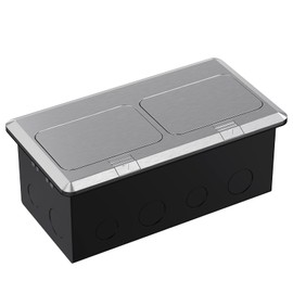 WEBANG Dual Pop-Up Floor Box Electrical Kit, 20A Tamper-Weather Resistant Duplex Receptacle Outlet, Corrosive Resistant Hardware, with Watertight Gasket, Brushed Nickel