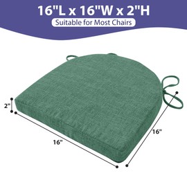 IPYNBAP Chair Cushions for Dining Chairs with Ties and Removable Cover, Dining Kitchen Chair Pads with Non-Slip Bottom, High-Resilience Indoor Seat Cushions, 16'' x 16'' x 2'', Set of 2, Dark Green