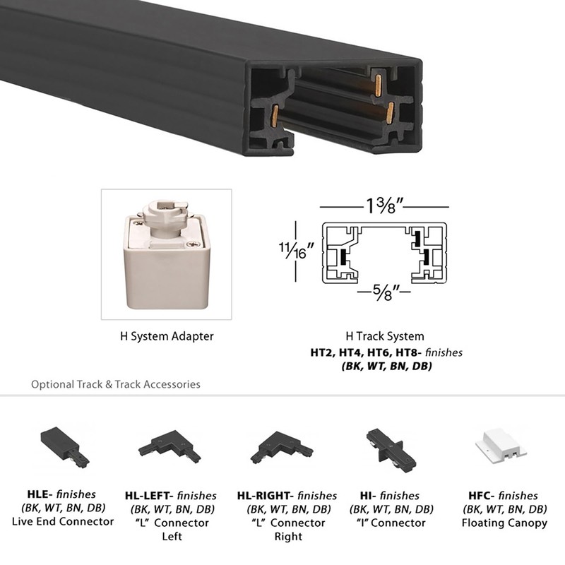 WAC Lighting H Track 6FT Single Circuit Field Cuttable 120V