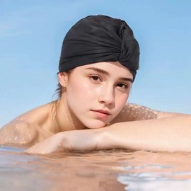 Wrinkle-Span Swim Cap Swim Cap Black Alphabet