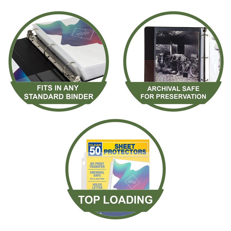 Samsill 50 Pack Sheet Protectors, 8.5x11 Inch Page Protectors for