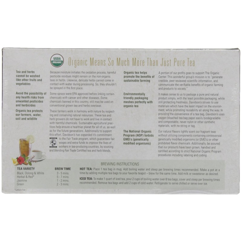 Davidson's Organics, Decaffeinated Spiced Raspberry, 100-count Unwrapped Tea Bags