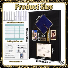 Weysat Extra Large Graduation Shadow Box 31 x 23 Inch Class of 2026 Display Case with Acrylic Window, Preserve 8.5x11 Diploma, Gown, Cap, Tassel, 4x6 Photo and Medal for Graduation Keepsake