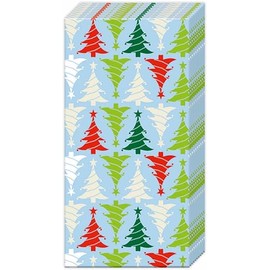 IHR Ideal Home Range Pocket Tissues 4-Ply Facial Tissue Pack, 10-Count, Trees in Line (Light Blue), 1-Pack Only