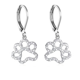 Pendientes de plata de ley con diseño de pata de perro con forma de pata de cachorro para mujeres y niñas