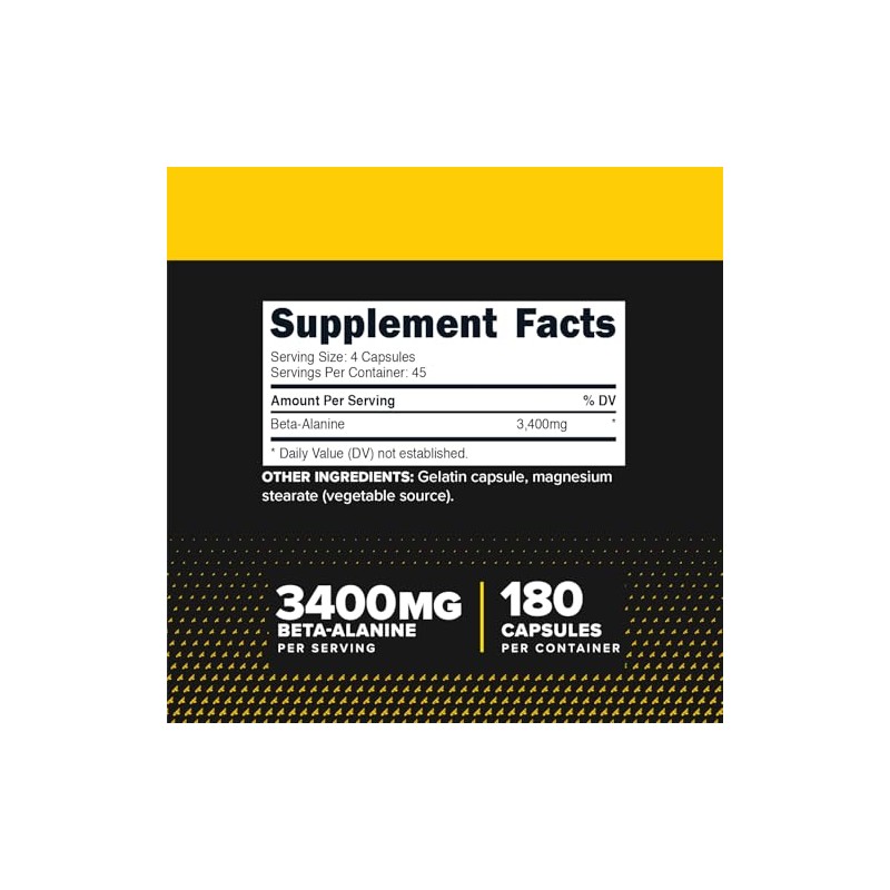 Primaforce Cápsulas de beta alanina 3,400 mg, 180 cápsulas (45