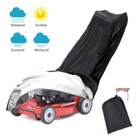 Lawn Mower Cover,600D Polyester Oxford Waterproof Push Mower Covers Fit with Drawstring Cover Storage Bag,Protects Against Water, UV, Dust, Dirt, Wind for Outdoor Protection (74" x 25" x 39")