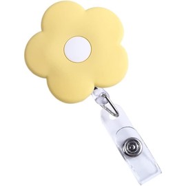 1Pc Retractable Badge Reel Cute School Supplies Name Card Holder Flowers Work Card Clip Keys Lanyard Chest Card ID Card Clips Badge Holders Identification Badges and Supplies（Yellow）