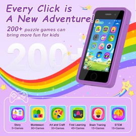 GREENCREEK 3.97" Touchscreen Kids Toys Smart Phone, Kids Phone with Games & Dual Camera, 8GB Toddler Toys Phone, Boys and Girls Learning Toy Phone for 3-9 Years Old (Purple)