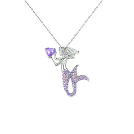 MYANAIL Mermaid Luminous Pendant Necklace for Women Jewelry Crystal Mermaid Necklace Gold Mermaid Clavicle Necklace, Zinc, No Gemstone