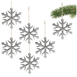 com-four® 6 x Hanging Decoration Snowflake - Decorative Figure Made of Nickel-Plated Aluminium - Christmas and Elegant Home Accessory - Decoration for Winter Time