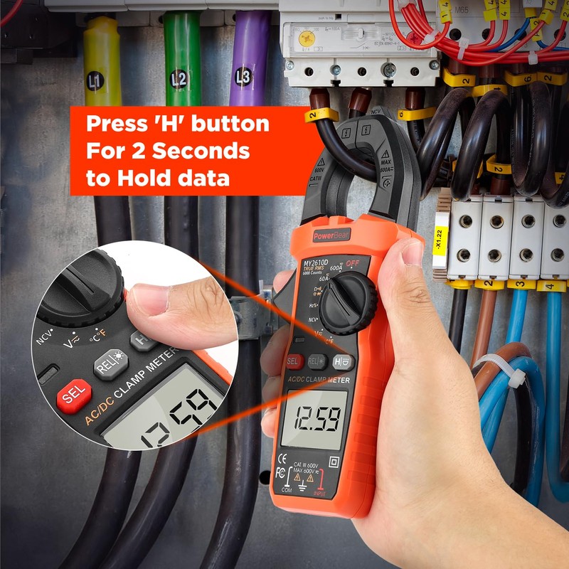 PowerBear Digital Clamp Meter Multimeter 6000 Counts for AC/DC Current