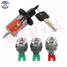 HQS Ignition Switch Lock Cylinder & (3) Door Lock Cylinder W/2 Logo Keys For Ford
