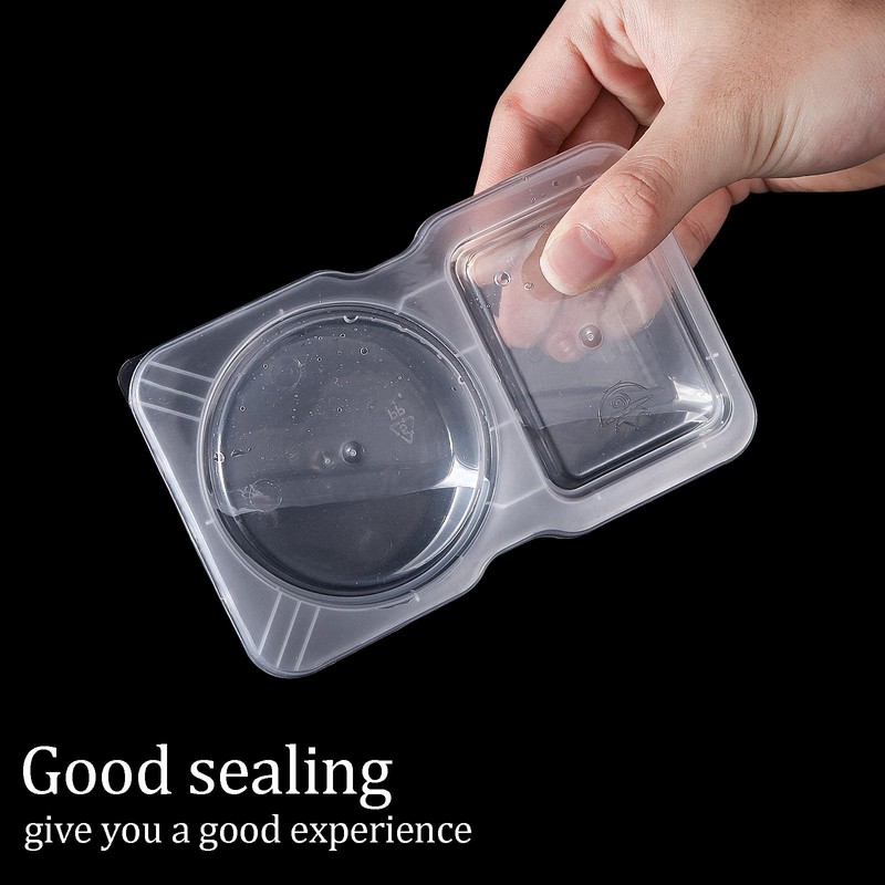 Qewro 15 Sets Snack Containers, Reusable Double Compartment Condiment With