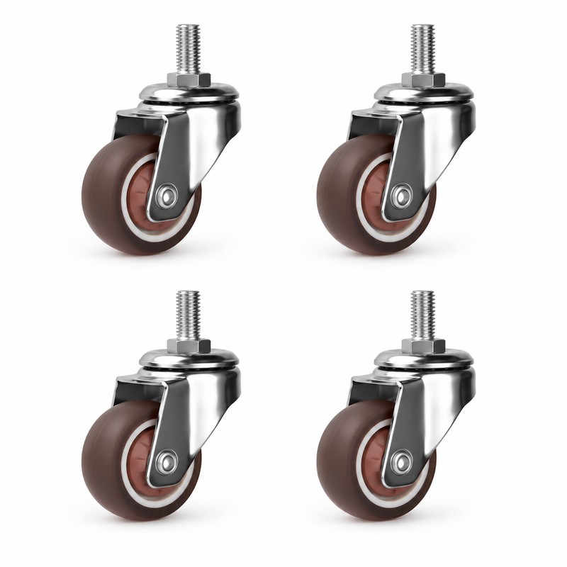 4-Piece Furniture Caster Wheels – 360° Swivel Soft Rubber Casters