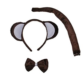 Kirei Sui Kids Brown Monkey Headband Bowtie Tail 3pcs Costume