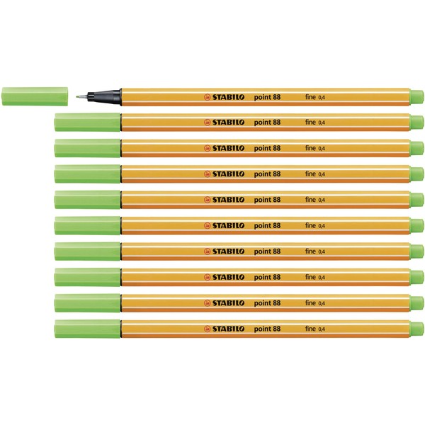 STABILO Point 88 Fineliner Pen,Light Green,Pack of 10