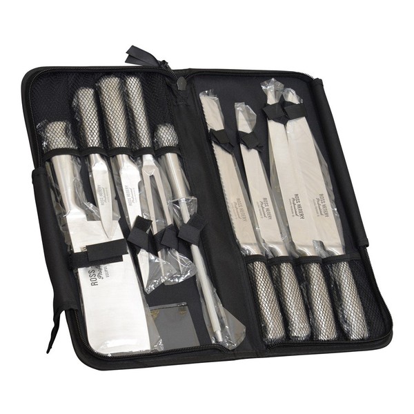 Ross Henery Professional 9 Piece Stainless Steel Chef's Knife Set in Canvas Roll (Kitchen Knives)
