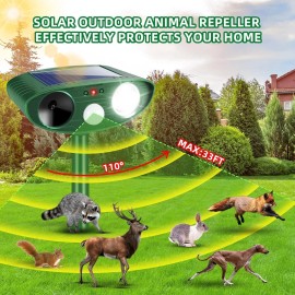 JahyElec 1 piece Solar Ultrasonic Animal Repellent Outdoor Motion Sensor Strobe Light