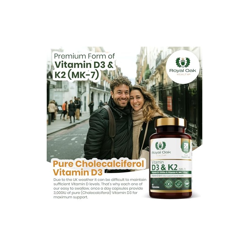 Vitamin D3 K2 High Strength MK7 Supplement (Vitamin D 3000