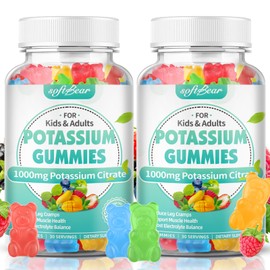 softbear Potassium Citrate Gummies, High Potency Potassium Citrate 1000mg Supports Leg Cramps & Muscle Health Potassium Gummies for Adults & Kids Mixed Fruit Flavor 120 Count