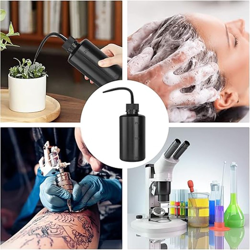 AIMALL Curved Nozzle wash Bottles, 10 Bottles, Black, 250 ml