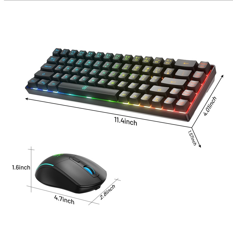 Snpurdiri 60% Wireless Gaming Keyboard and Mouse Combo,LED Backlit Rechargeable