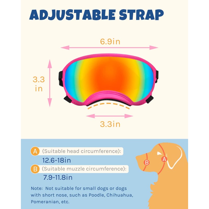 Large Dog Sunglasses, Dog Goggles Large Breed and Medium, UV