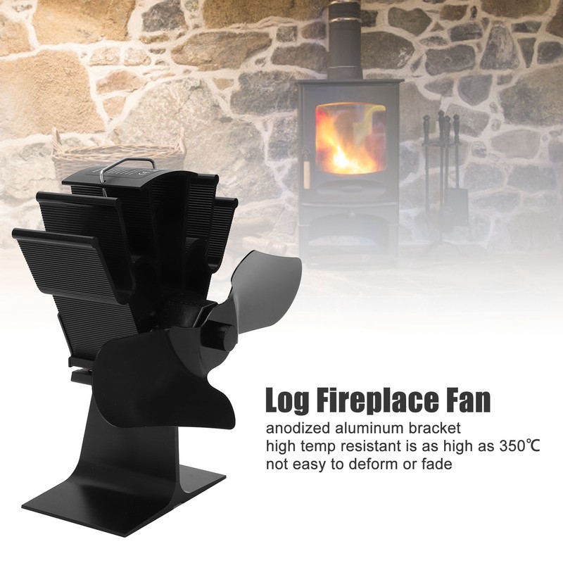 2 Blade Heat Powered Wood Fireplace Fan 1200RPM 25dB Low