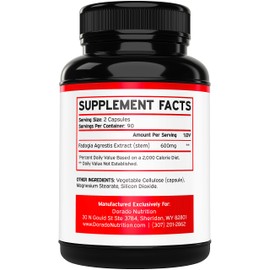 Fadogia Agrestis 600mg Extract - (180 Capsules) - [Maximum Strength] - Strength, Drive, Athletic Performance, Muscle Mass - Third Party Tested - Zero Fillers - Gluten Free, Non-GMO, Vegan Capsules