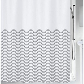 Spirella 180 x 200 cm, Black Vagues Collection, Textile Shower Curtain, 100% Polyester