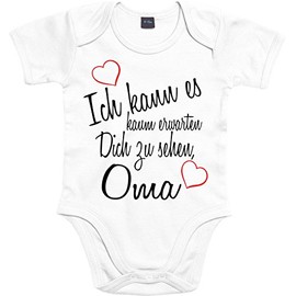 Mister Merchandise Baby Bodysuit with “I can barely wait to see you Mummy / Daddy / Grandma / Grandpa ”Text [German Language Product]