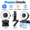 4K Webcam with Ring Light for Video Calls – 1080p