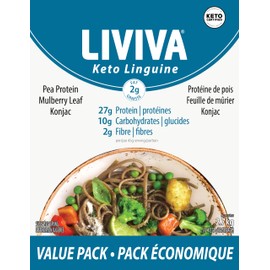 LIVIVA Low Carb High Protein KETO Value Pack Shirataki Pasta – 135 g Protein per Box with Pea Protein & Konjac Flour - 8g Net Carbs, Diabetic-Friendly - Healthy Al Dente Pasta (12 Pack, Linguine Pasta)