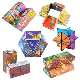 Set of 6 Magic Cube Speed Cube Set Folding Cube Infinity Cube Magic 3D Cube 3D Puzzle Twist Toy Infinity Cube Stress Relief Brain Training Intelligence Game Educational Toy Birthday Christmas Gift