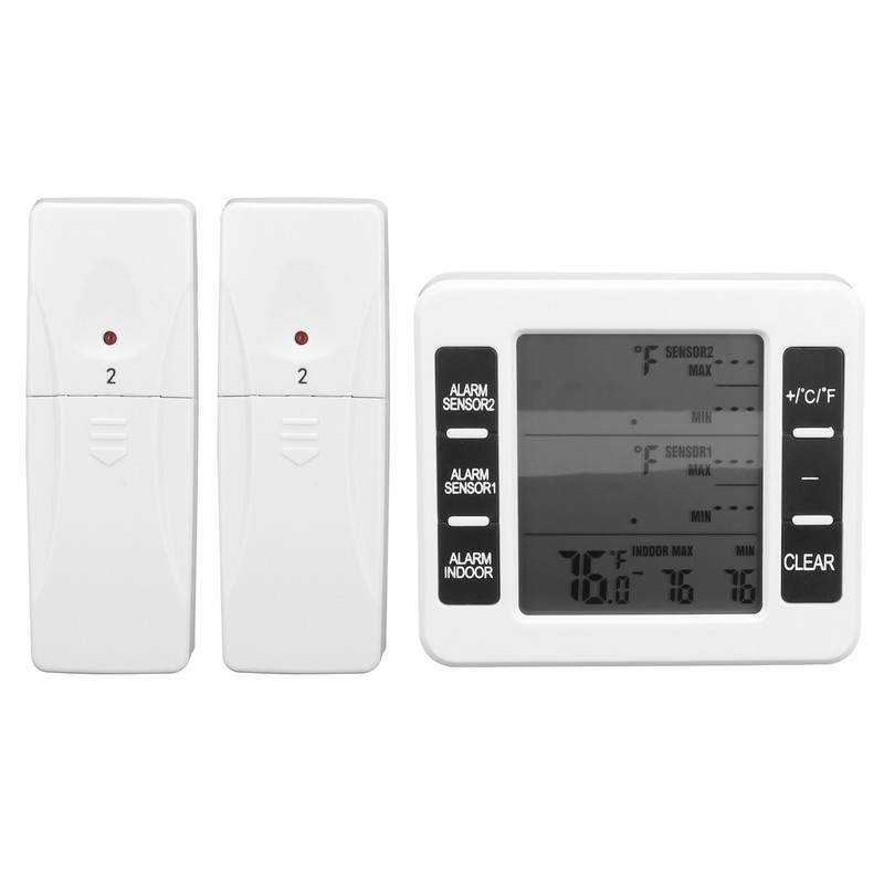 Refrigerator Thermometer Wireless Sensor Temperature Monitor with Audible Alarm for