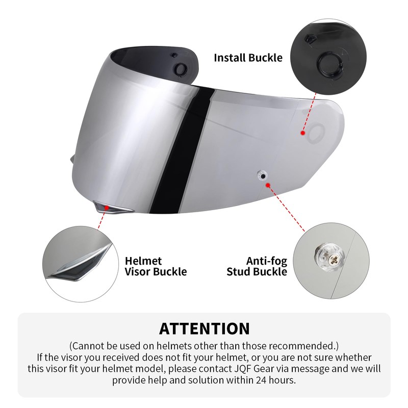 JQF Gear i90 Motorcycle Helmet Visor Compatible with HJ-33/ i90