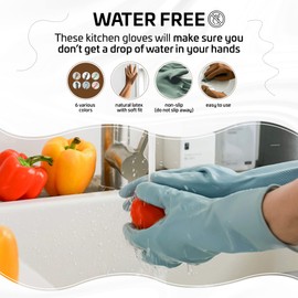 SOUND OF SEOUL 3 Pairs of Dishwashing Gloves, Reusable, Non-Slip (Mint, Medium)