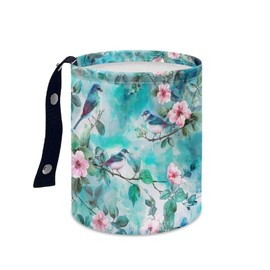 Panskyllis Green Hummingbird Car Trash Bin Garbage Can Leak Proof Waste Basket Container Bag Bin Portable Cup Holder Organizer with Strap Universal Storage Bag Box for Auto, Car, Camping, Travelling