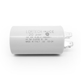 LORTECH Permanent Capacitor 20 µF - Diameter 40 mm x 69 mm - Ceramic Capacitor with Terminals - Made in Italy