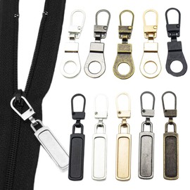 EAVUYIS Zip Zipper, Pack of 10 Replacement Parts Zip Zipper, Removable Zip Pull Fixer for Jackets, Suitcases, Backpacks (Five Colours)