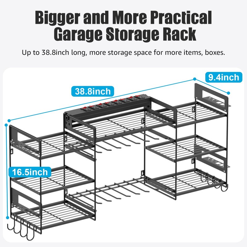 CCCEI Black Power Tool Organizer Wall Mount, Large Tools and